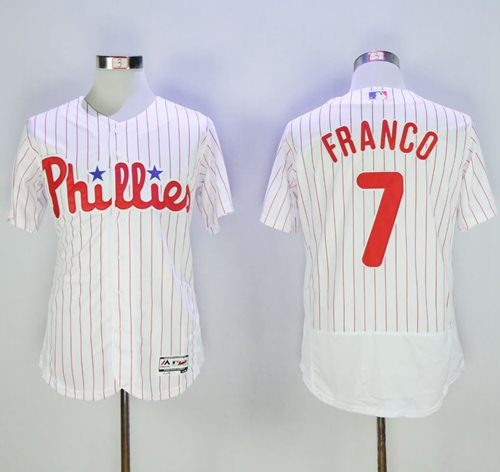 Phillies #7 Maikel Franco White(Red Strip) Flexbase Authentic Collection Stitched MLB Jersey